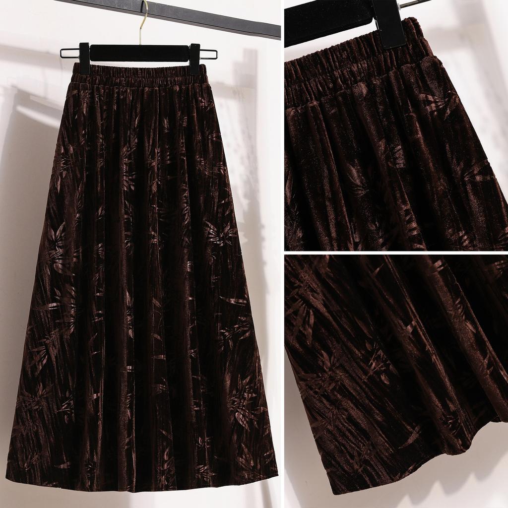 Large Size Womens Winter Updated Style Slimming Abdomen and Astringent Skirt Fat Mm Age-reducing Mid-length Large Umbrella Skirt