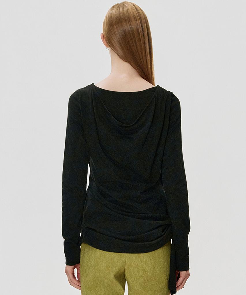 KIMZISU Deep Cowl T-Shirt_Black