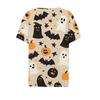 Women's T Shirt Tee Halloween Printed Button Short Sleeve Tunic Daily Weekend Fashion Basic V- Neck Regular Top