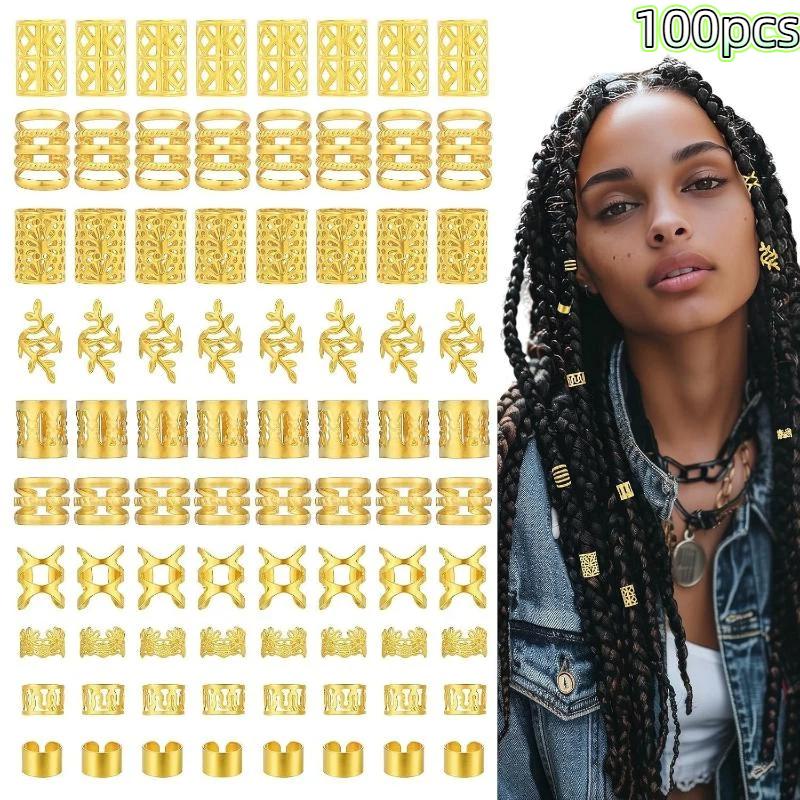 Dreadlock Accessories Bulk Set Alloy Spiral Braid Clips Gold Silver Colors Diy Festival Party Hair Jewelry Unisex Styling Kit