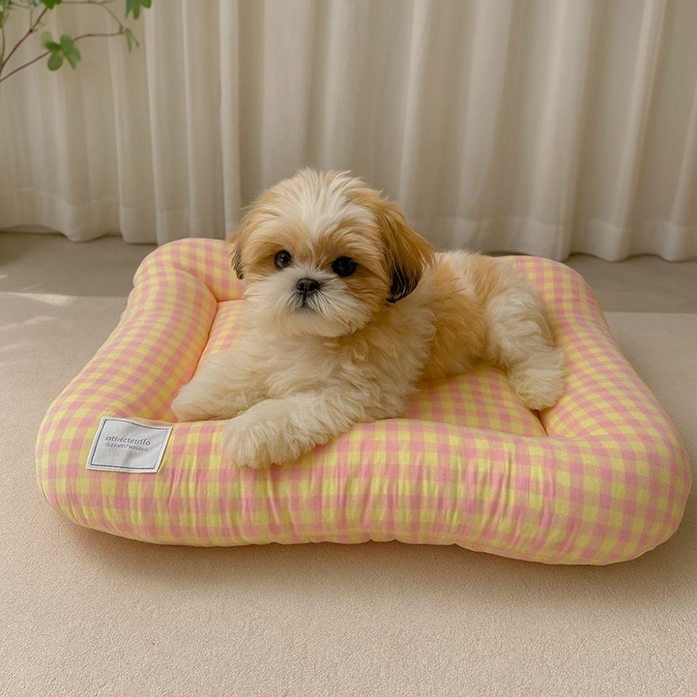 Macaron Plaid Dog Cushion Non-slip Pet Mattresses Breathable Cat Mat for Cats and Dogs