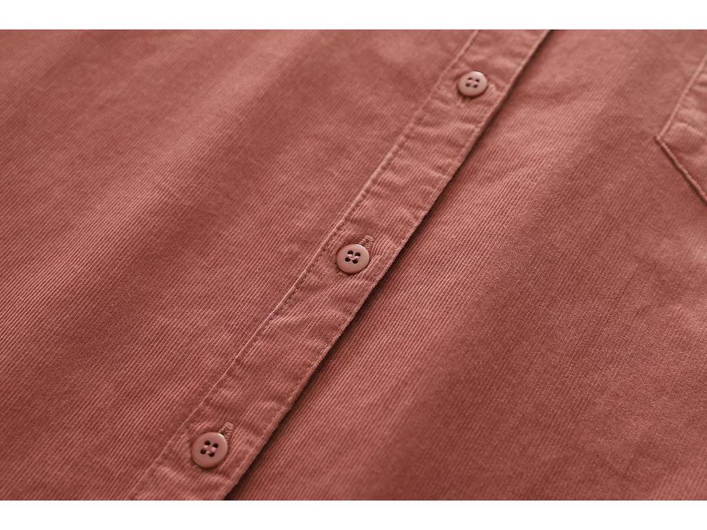 Pure Cotton Corduroy Women's Long Sleeve Shirt - Artistic Casual Style for Spring & Autumn (8372)