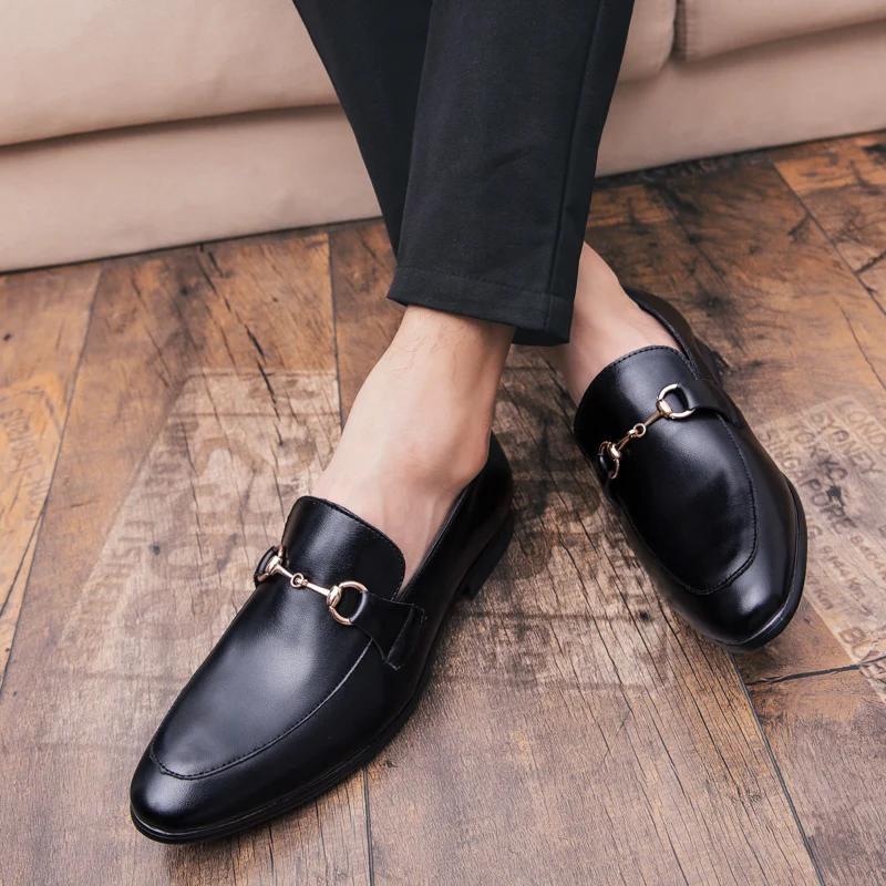 Men's Casual Shoes Genuine Leather Mens Classic Retro Buckle Loafers Moccasins Men Comfortable Outdoor Driving Flats