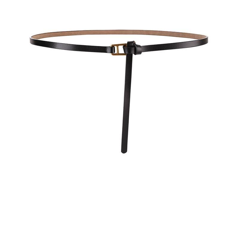 Genuine Leather Womens Slim Belt With Metal Buckle For Office And Casual Wear