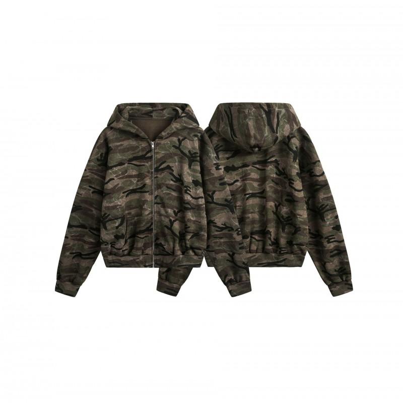 Magic Bear Unisex 2026 Fall Winter Camo Zip Hoodie Streetwear Couple Cardigan