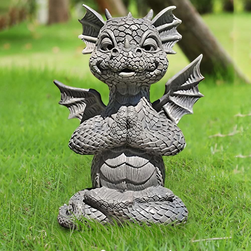 Garden Dragon Statue Decorative Accent Sculpture Meditation Dragon Figurine Sleeping Dragon Figurines for Patio Yard Lawn Porch