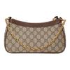 Gucci Borsa a Spalla GG Marmont in Tela con Ciondolo Fragola, Beige Marrone Pelle, Striscia Web, per lo Shopping Quotidiano 735132-FABLE-9442