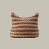 New Japanese Streetwear Harajuku Beanie Little Devil Striped Knitted Hat Women Girls Autumn Winter Cute Cat Ears Cap