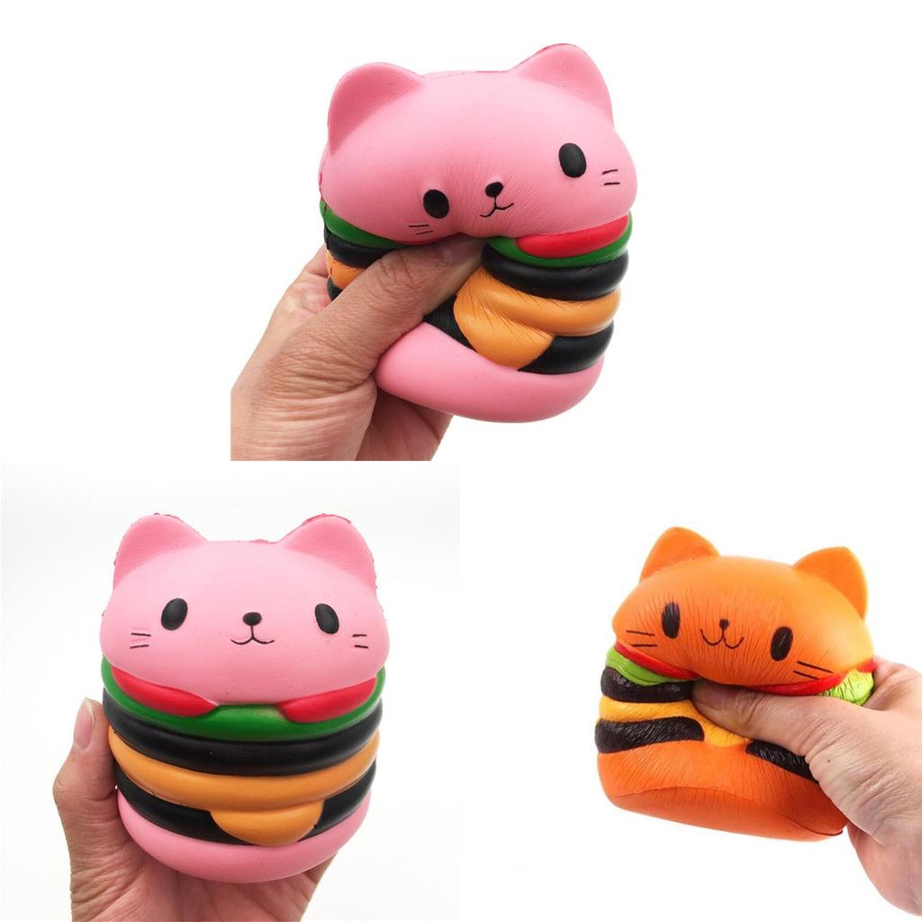 Koci Hamburger Squishy Zabawka z Powolnym Odbiciem Miękki Materiał PU Do Redukcji Stresu i Jako Prezent