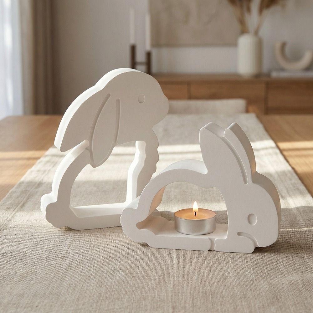 Heat-Resistant Candle Holder Mold Flexible Rabbit Ornament Mold Easter Bunny Mold  Festival Decor