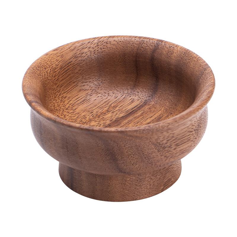 Wooden milk tea bowl fruit plate solid wood light luxury bowl dried fruit tall plate wooden fruit plate classy fruit plate