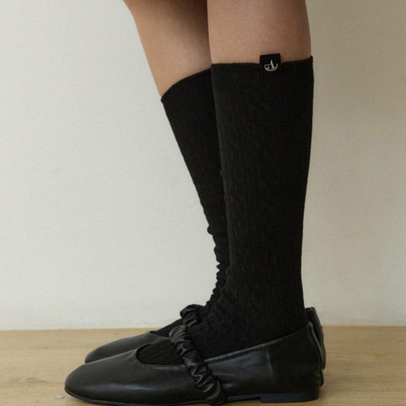 ADAUL Twist line sailboat label knee socks - 3color