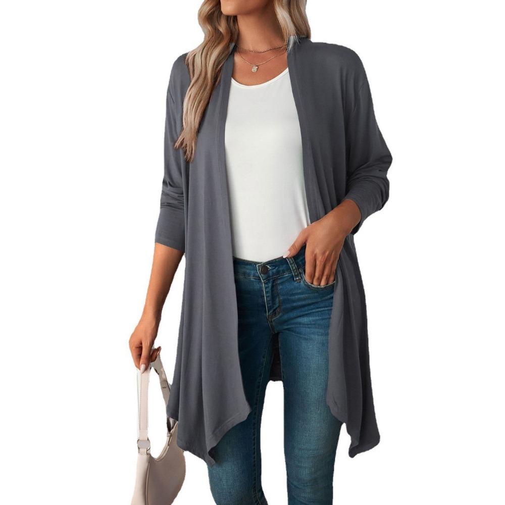 Women's Long Sleeve Jacket Fall New Arrival Solid Color Long Sleeve Cardigan Women's Outerwear Casual Long Top