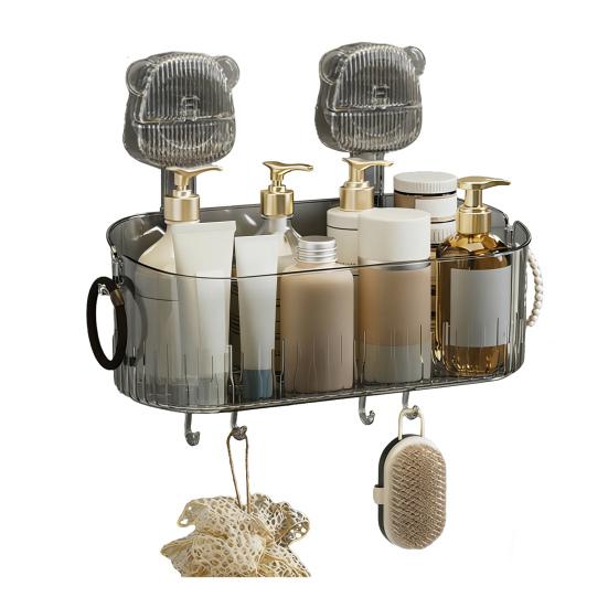 

No-Drill Bathroom Suction Storage Rack Large Capacity Strong Load-Bearing Suction Cup Organizer with Drain Holes Removable Shower Basket M A