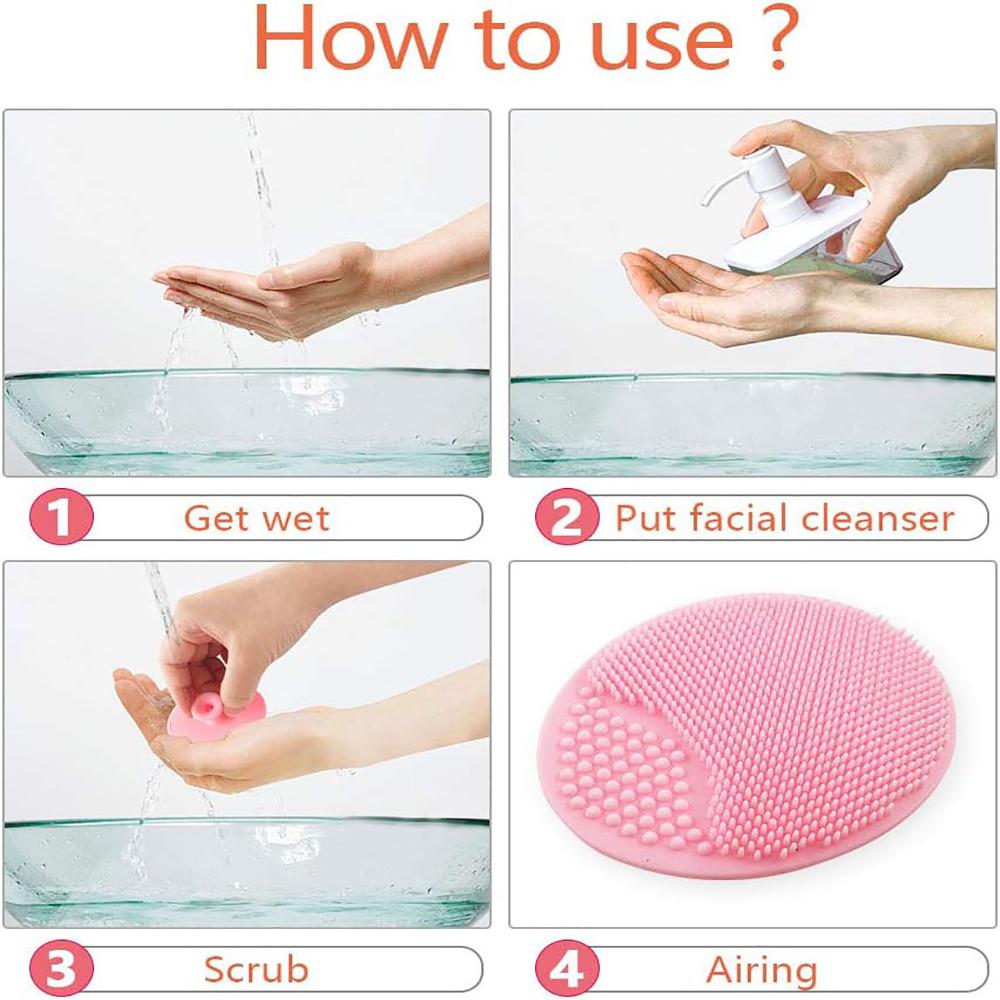3pcs Silicone Body Scrubbers, Body Bath Brush X1, Facial Scrubber X1, Nose Blackhead Remover X1, for Women Men Various Skin Pink
