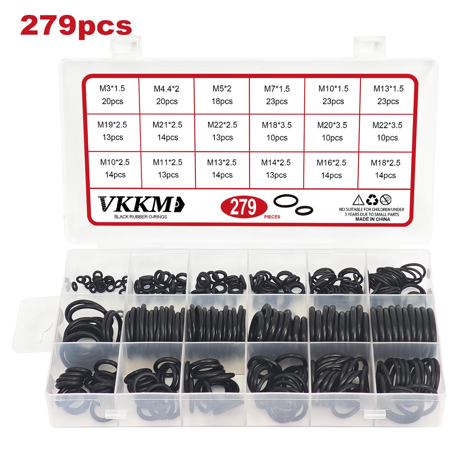 

279PCS 18 Sizes Rubber Air Conditioning O Rings Universal Car Auto Repair Tools Refrigerant Ring Sets with Plastic Box