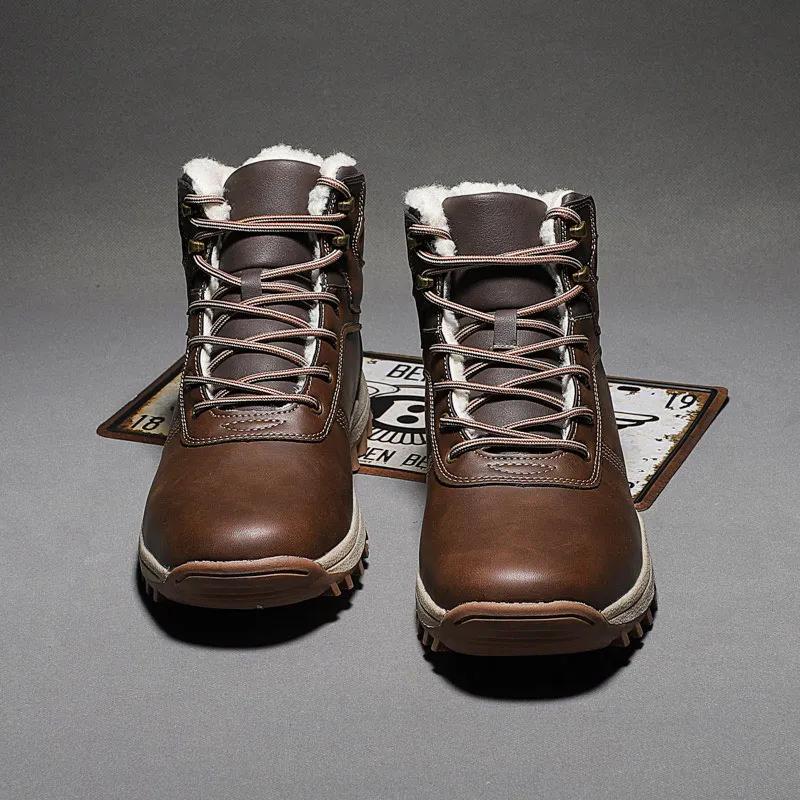 Fashion Plus Size 48 Winter Men's Boots  Ankle Boots Plush Warm Men Motorcycle Boots Slip On Outdoor Cotton Shoes Chaussure Zapatillas