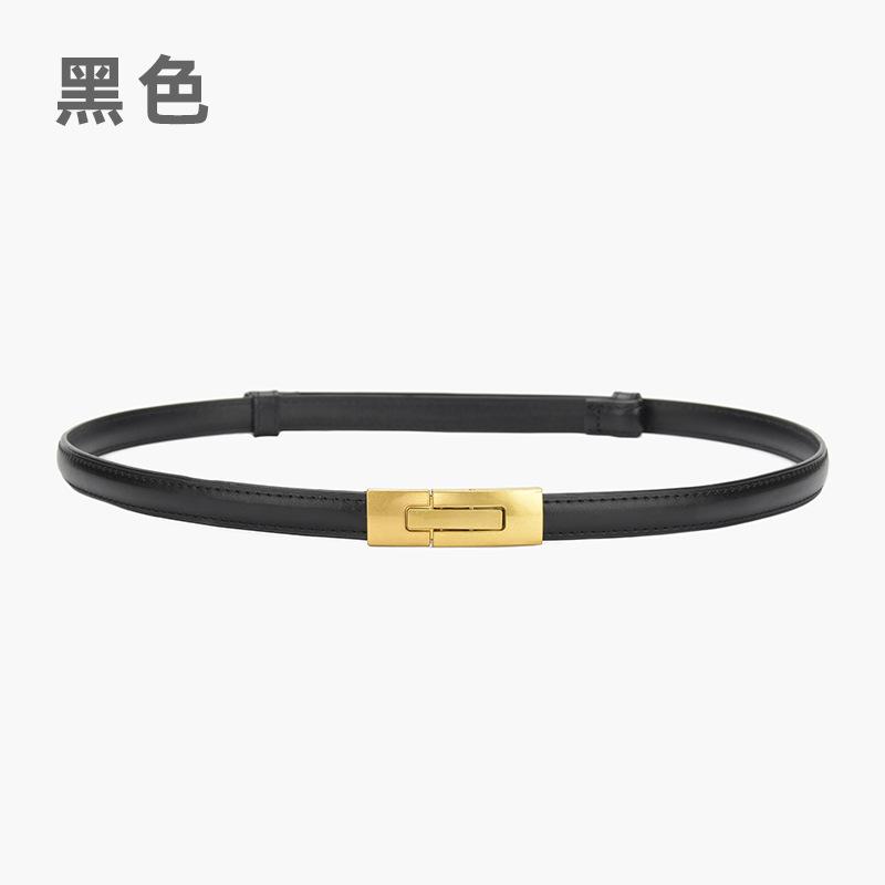 Kvinners skinn tynt belte All-Match Justerbart et par spenner Belte kvinnelig pynt kjole belte