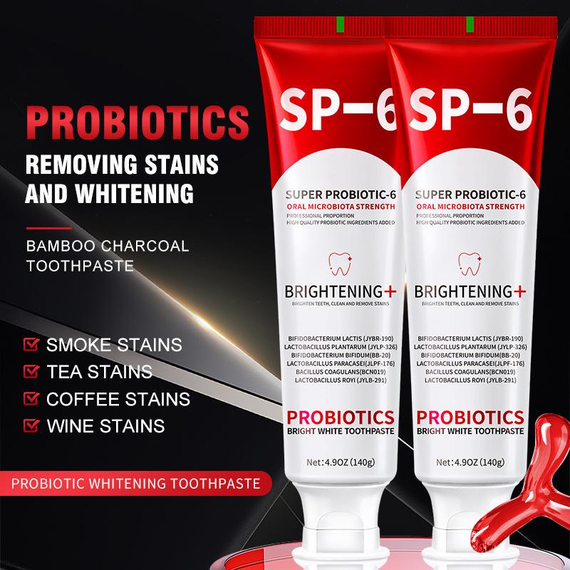 SP-6 Probiotic Whitening Toothpaste: Removes Stains, Freshens Breath, Reduces Bad Breath, and Brightens Yellow Teeth