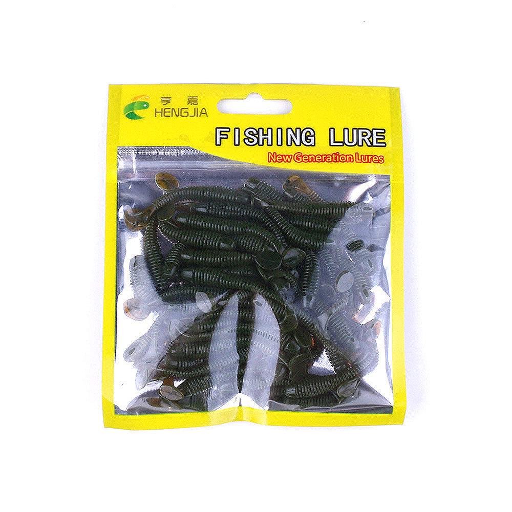 50Pcs/Bag T Tail Silicone Soft Bait Fishing Artificial Worms Soft Lures Carp Fishing Accessories