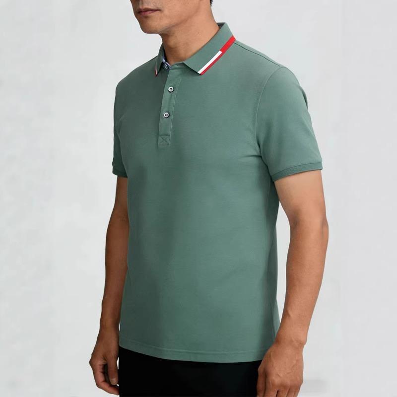 Men Contrast Collar Short Sleeve Polo Shirt Casual Top