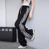 Lace Striped Sweatpants Women's Autumn New Loose Wide-leg Straight Casual Quick-drying Black Wide-leg Pants