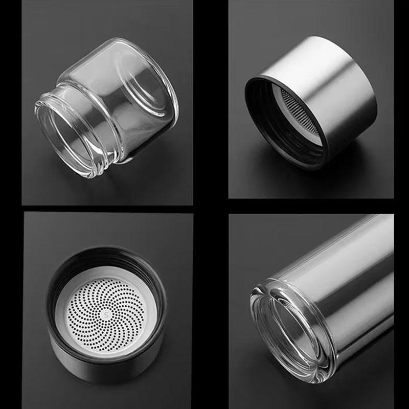 Premium Tea water separation cup for men's office mini portable tea cup for women's flower tea cup double layer glass cup anti-scalding
