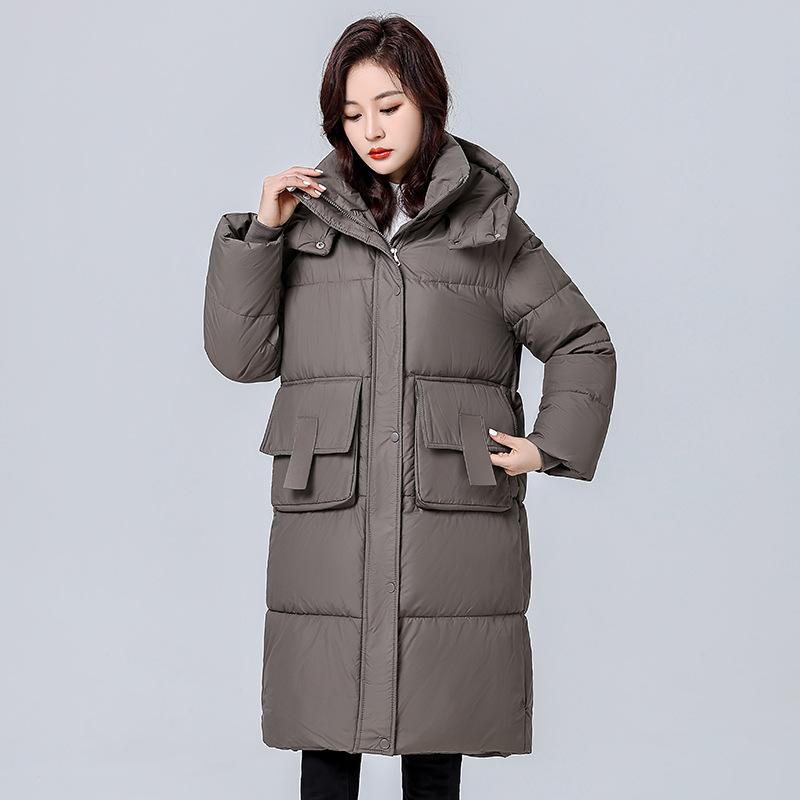 Cotton Jacket Women's Mid-Length 2025 New Winter Korean Version Loose Thickened Cotton Jacket Over the Knee Bread Jacket Korean Jacket