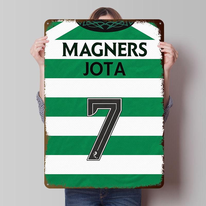 

Magners Jota Celtic Football Jersey Metal Poster Customized Wall Art Retro Vintage Tinplate Signs for Man Cave Office Decor Home 20x30cm（7.8x11.8inch）