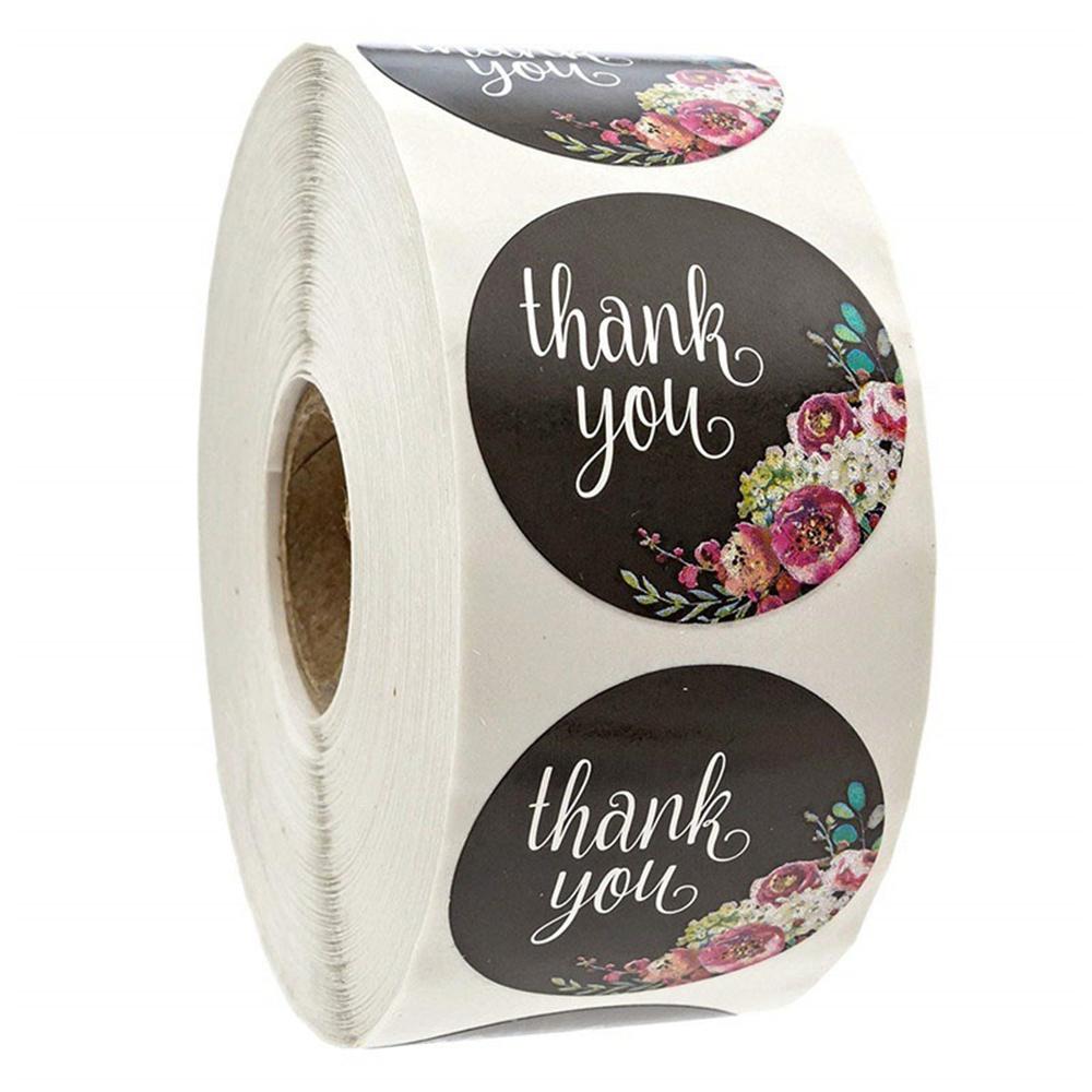 500pcs Thank You Stickers Green Flowers Thank You Labels for Birthday, Weddings, Giveaways, and Small Business Shipping Stickers