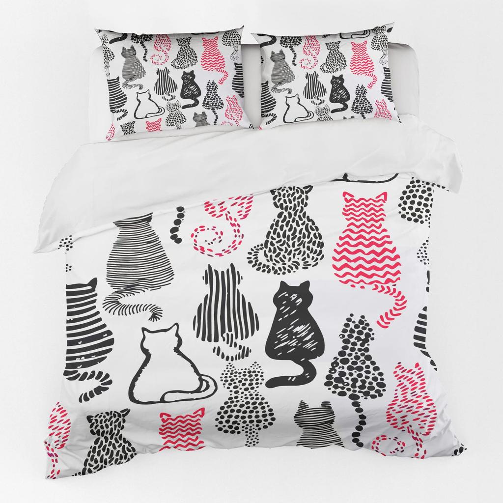Color Abstract Cat Bedding Three-Piece Quilt Cover