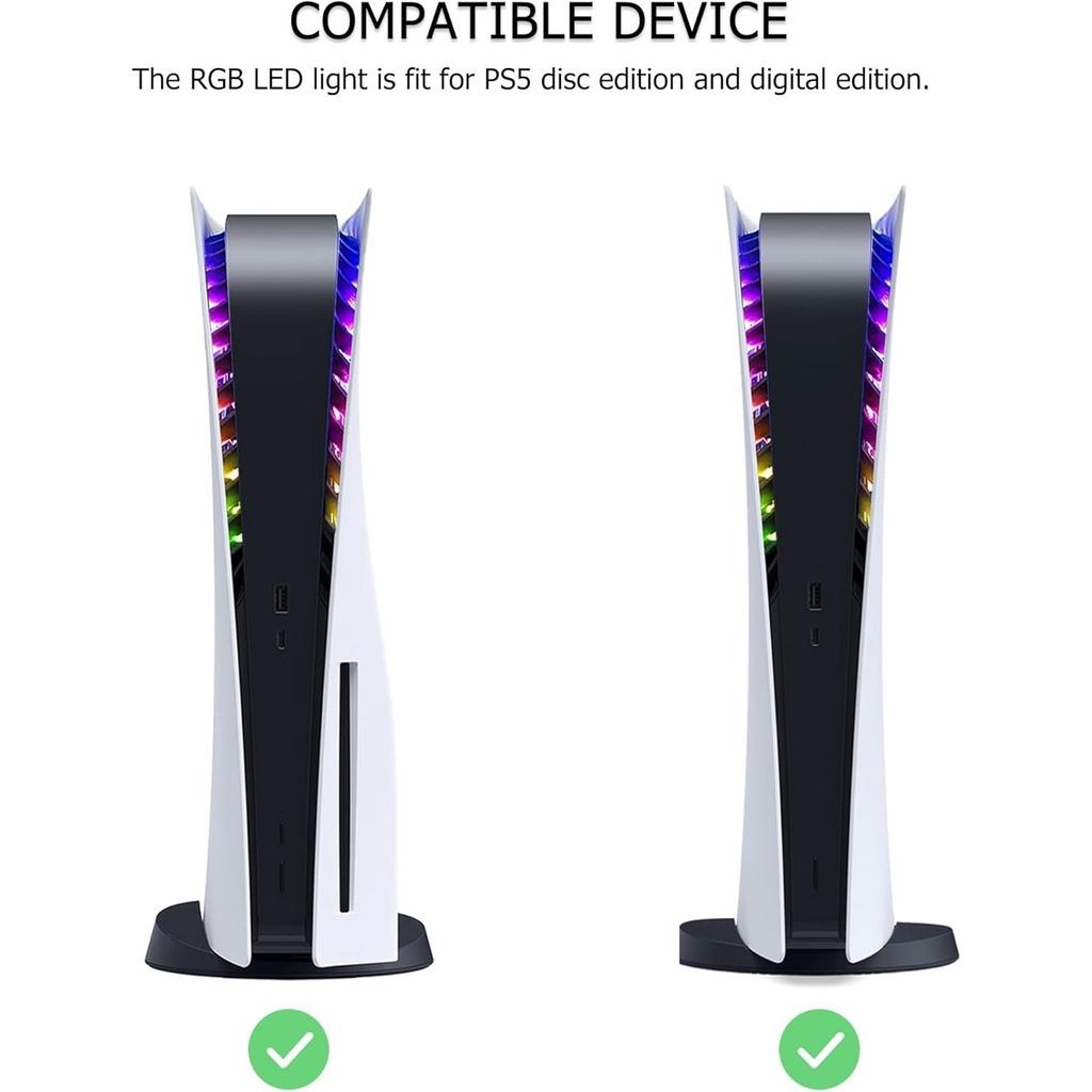 RGB LED světelná lišta, 8 barev, 400 efektů, synchronizace s hudbou, světla měnící barvu, DIY dekorační příslušenství, prstencové světelné pásky pro PS5, ovládání pomocí aplikace/IR dálkového ovladače