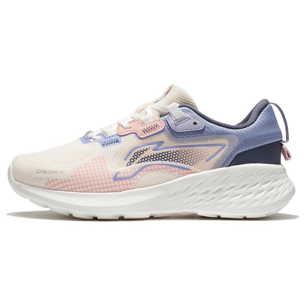 Li Ning Element Textile, Synthetic Leather Cushioning Slip Resistant Abrasion Resistant Low Top Casual Shoes Women's AGLS012-3