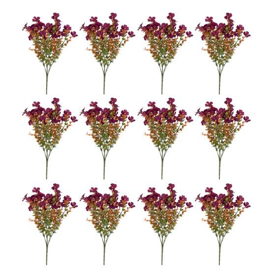 5/12Pcs Fall Artificial Violet Flower Realistic Fake Silk Flower Home