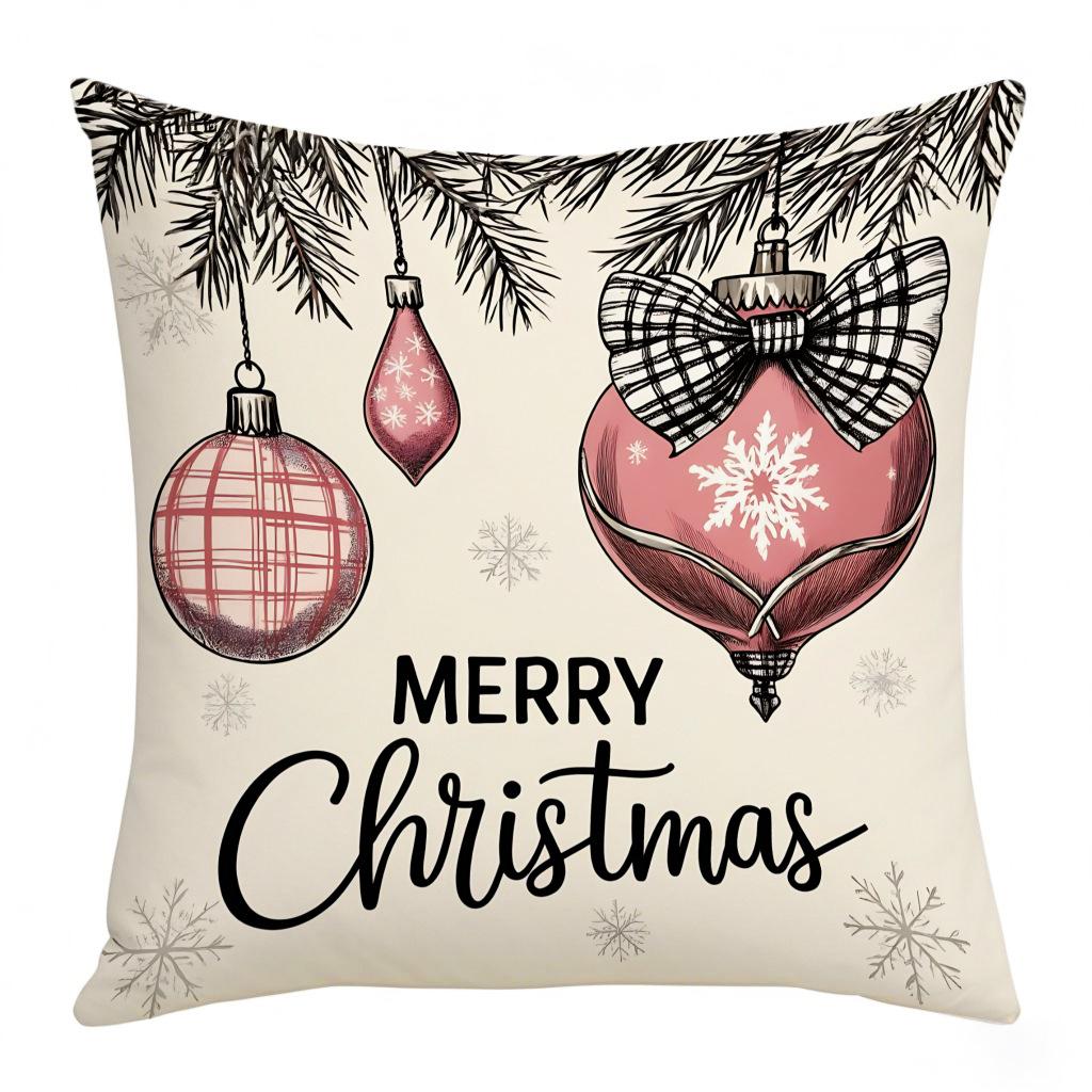 

Рождественская наволочка с принтом, милый подарок Санта-Клауса, снеговик, модная декоративная льняная плюшевая наволочка 45 * 45 (excluding core)