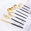 8Pcs Black Handle Gold Dinnerware Set Knife Tea Fork Spoon Cutlery Set Matte Kitchen Flatware Stainless Steel Complete Tableware