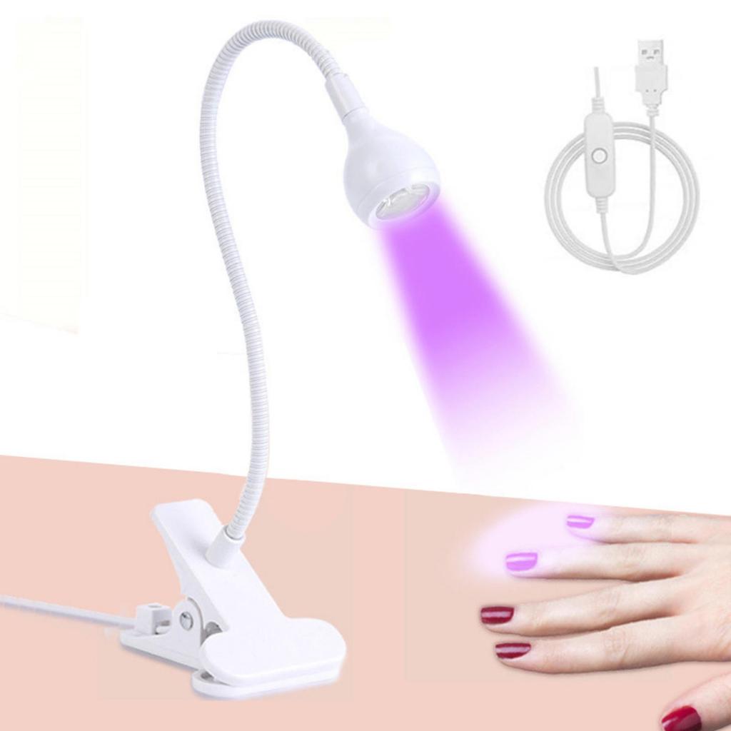 Gooseneck USB UV Nail Lamp 395nm, Purple LED Curing Light for Gel Nail Polish with Clip