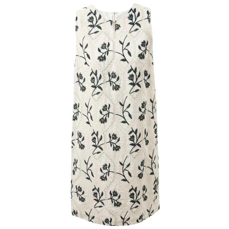 Elegant Embroidered Sleeveless A-Line Mini Dress M
