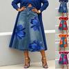 Women's Casual Floral Print Denim Skirt Mid Length A Line Denim Skirt with Floral Pattern for Summer Fashion