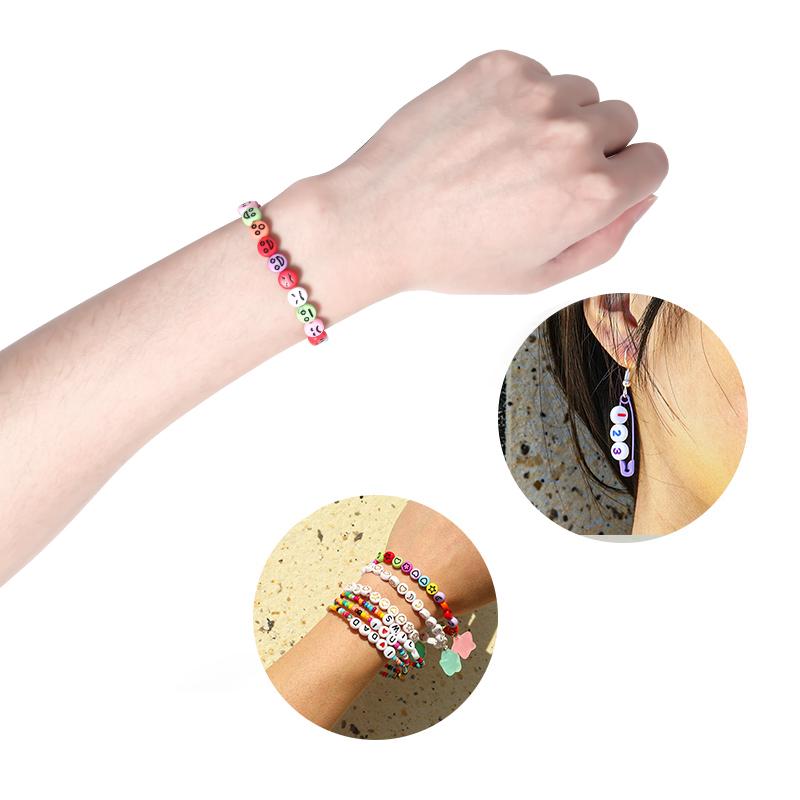 100Pcs/Lot 7mm Acrylic Beads Emoticon Pattern Color Flat Round Hole Size 1.3mm Beads Diy Cute Bracelet Necklace Accessories