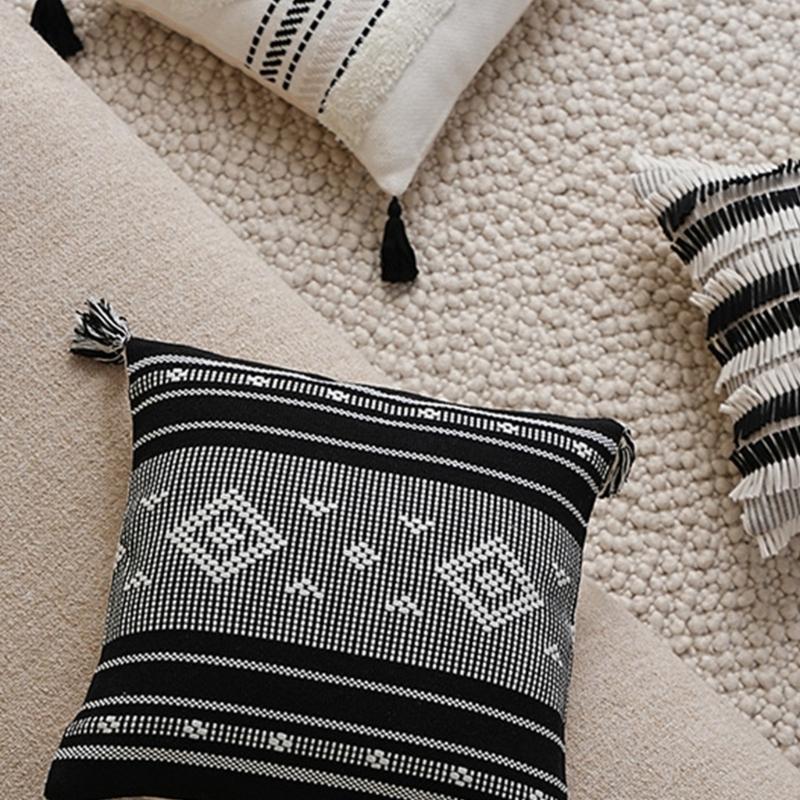 Pillowcase Geometric Jacquard Pillow Cover Cotton Washable Fabric Cushion Cover 45x45cm Living Room Decoration