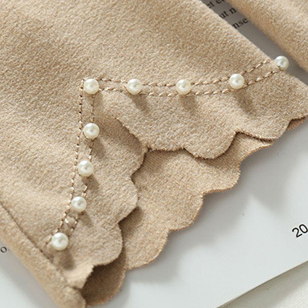 Full Finger Solid Color Pearl Women's Gloves German Fleece Korean Style Mittens  Gloves