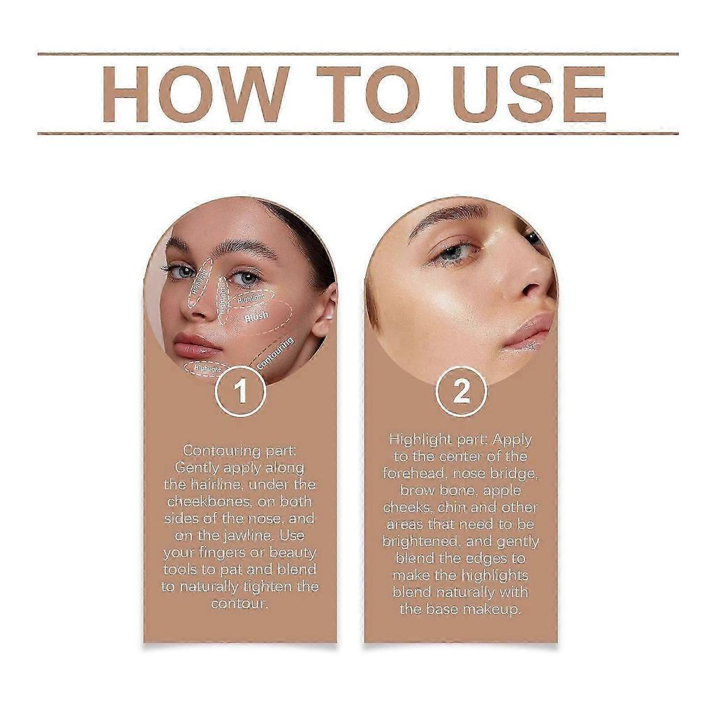 2-in-1 High-Gloss Contouring Stick mit Doppelkopfd-Design Langanhaltendes, einfach anzuwendendes Gesichts-Highlighting- und Konturwerkzeug für natürliche, dreidimensionale