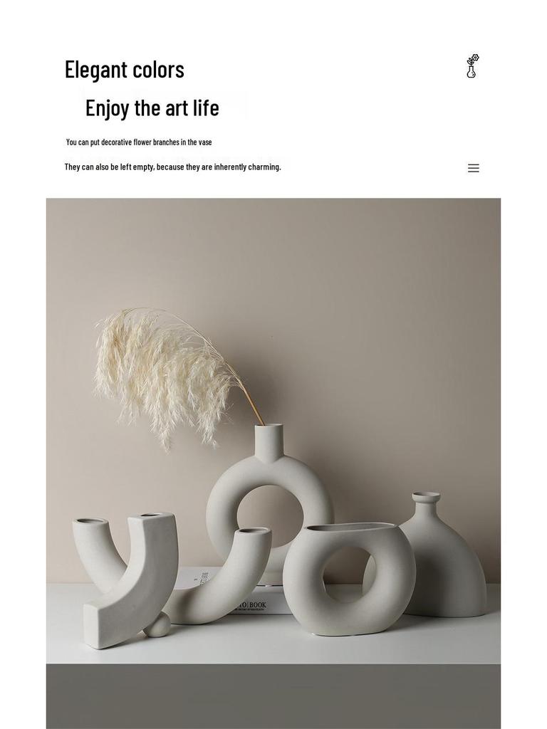Minimalist Wabi-Sabi Ceramic Vase - Modern Abstract Art Design for Home Decor