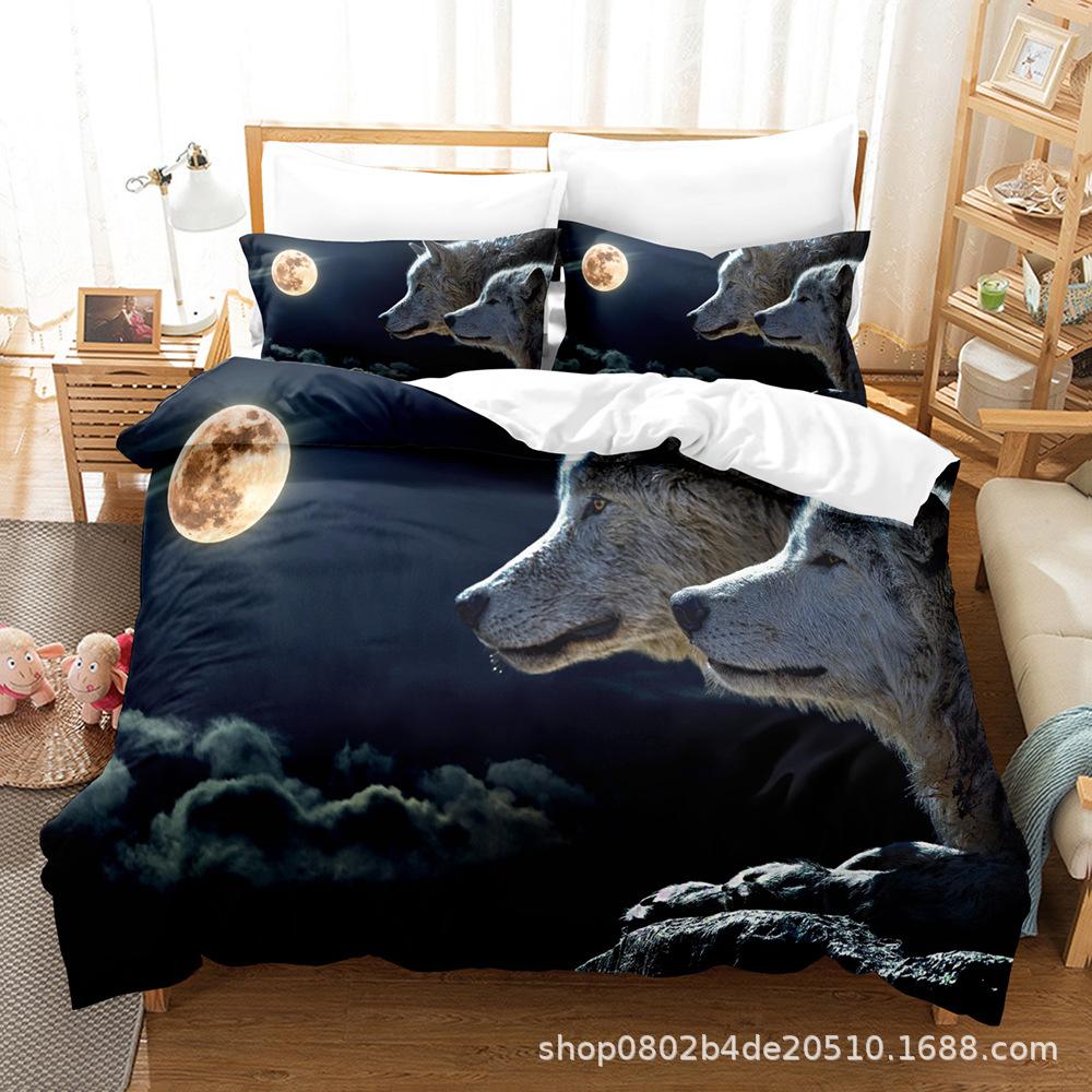 Digital Printing Three-Piece Home Textile Animal Series Bed Sheet Quilt Cover Can Be Ordered