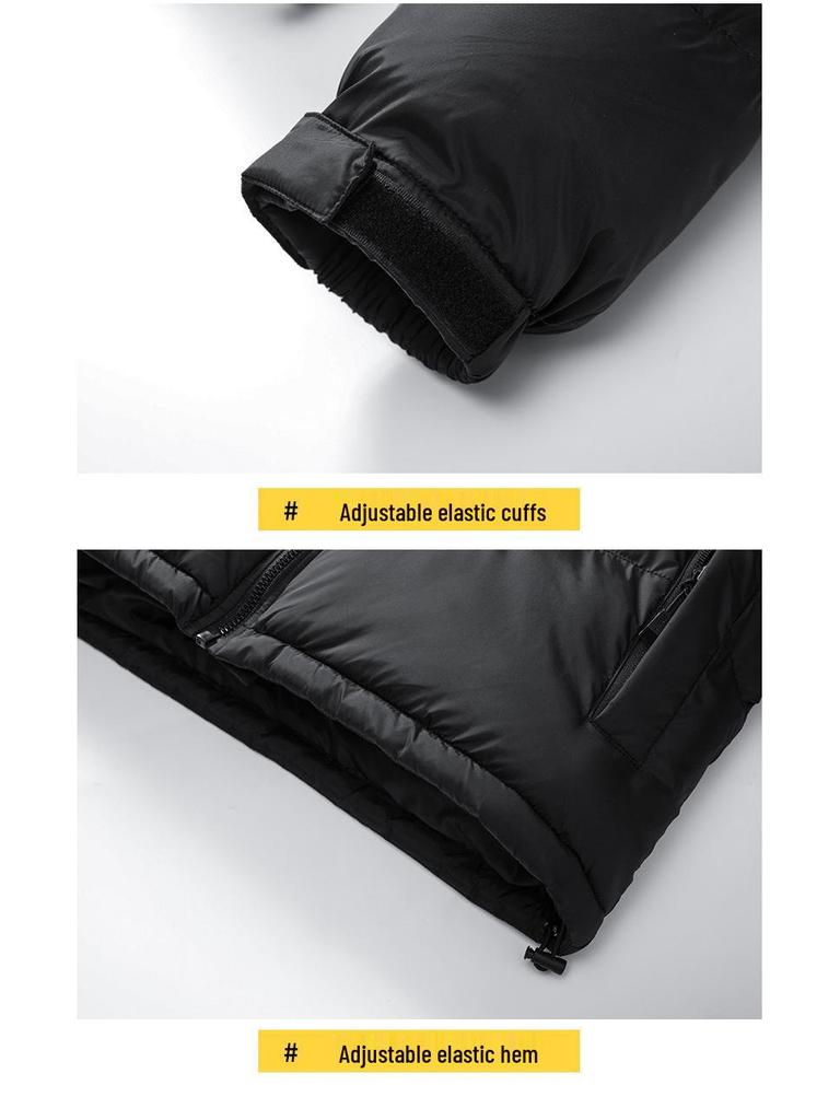 Men's Hong Kong Style Autumn/Winter Down Cotton Jacket - Stand Collar, Thickened, Casual, Versatile Outerwear