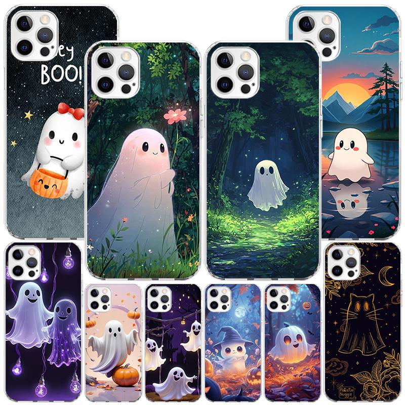 Cute Halloween Ghost Phnoe Case for Iphone 17 Air 16 16E 11 12 13 Mini 14 Plus 15 Pro Max 7 8 + SE 2020 Phone Cover Coque