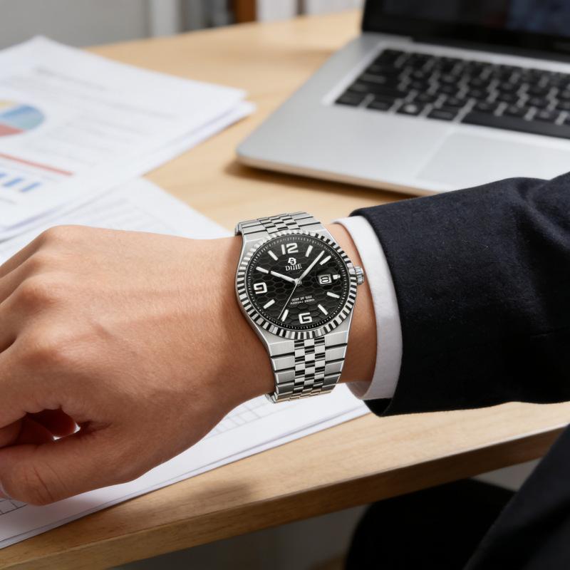 Frühling High-End Business Uhr Herren Vollautomatisch Stahlarmband Konzept Großes Zifferblatt Quarz Uhr