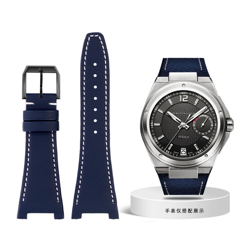 Nylonowo-skórzany pasek do zegarka IWC Engineer z wycięciem Pasek IW500501 IW378507 IW322703 Seria Czarny Sportowy płócienny pasek do zegarka