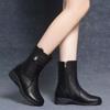 Fashion boots soft leather boots autumn and winter new low-heeled medium tube non-slip soft-soled small leather boots trendy versatile women